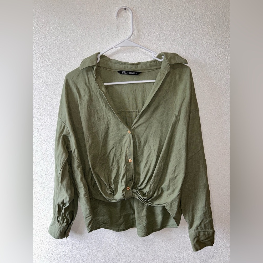 Zara Khaki Button Down Women's Shirt